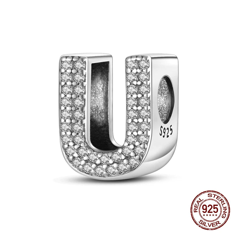 925 Silver A–Z Alphabet Letter Charm Beads