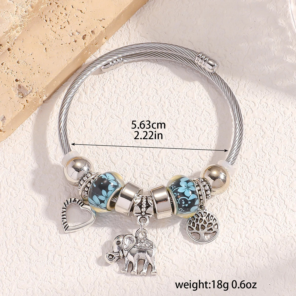 Women's Elephant & Tree of Life Charm Bracelet