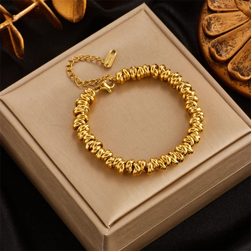Gold Heart & Butterfly Stainless Steel Bracelet