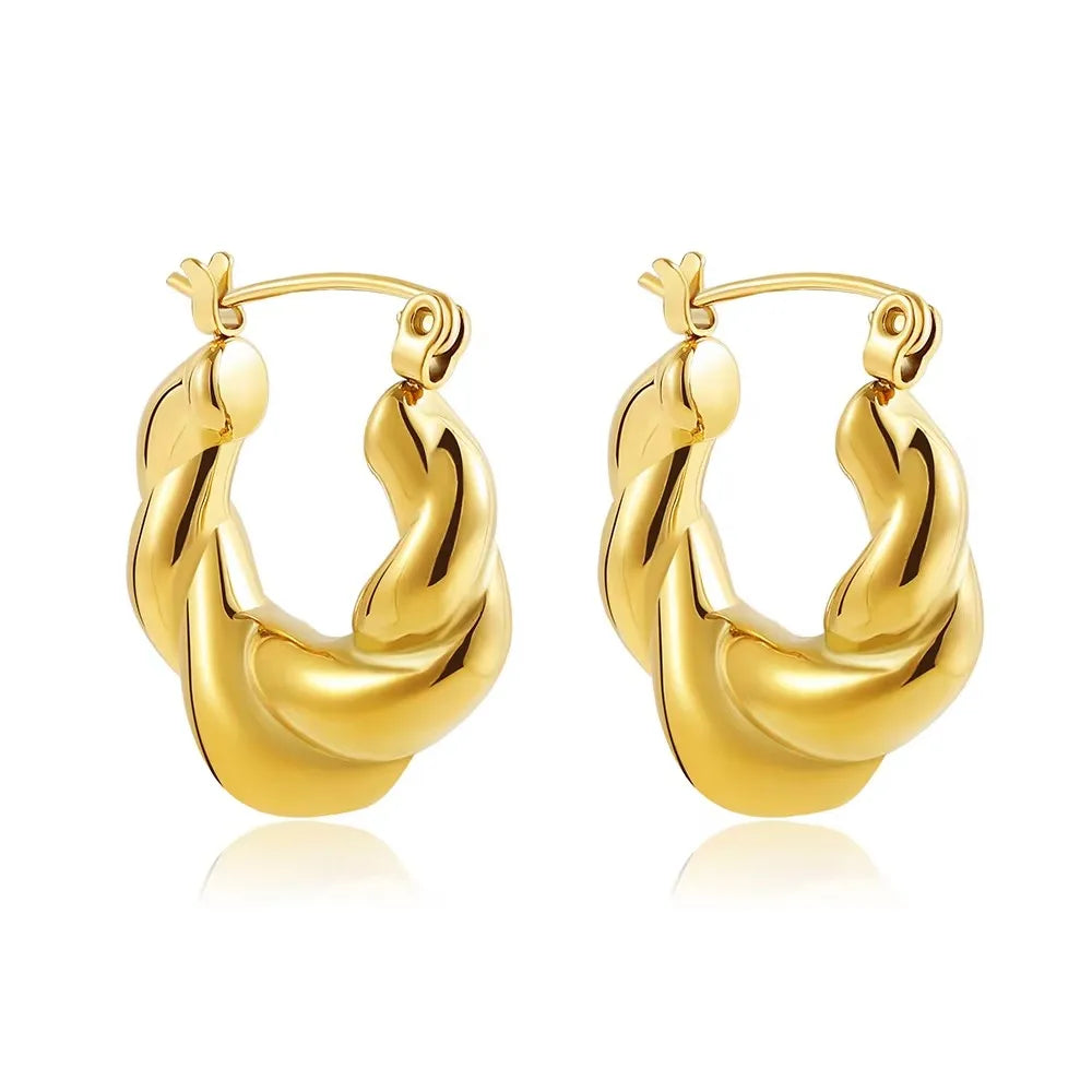 Gold Zircon U-Shape Huggie Hoop Earrings