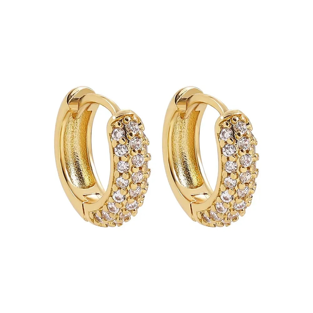 Gold Zircon U-Shape Huggie Hoop Earrings