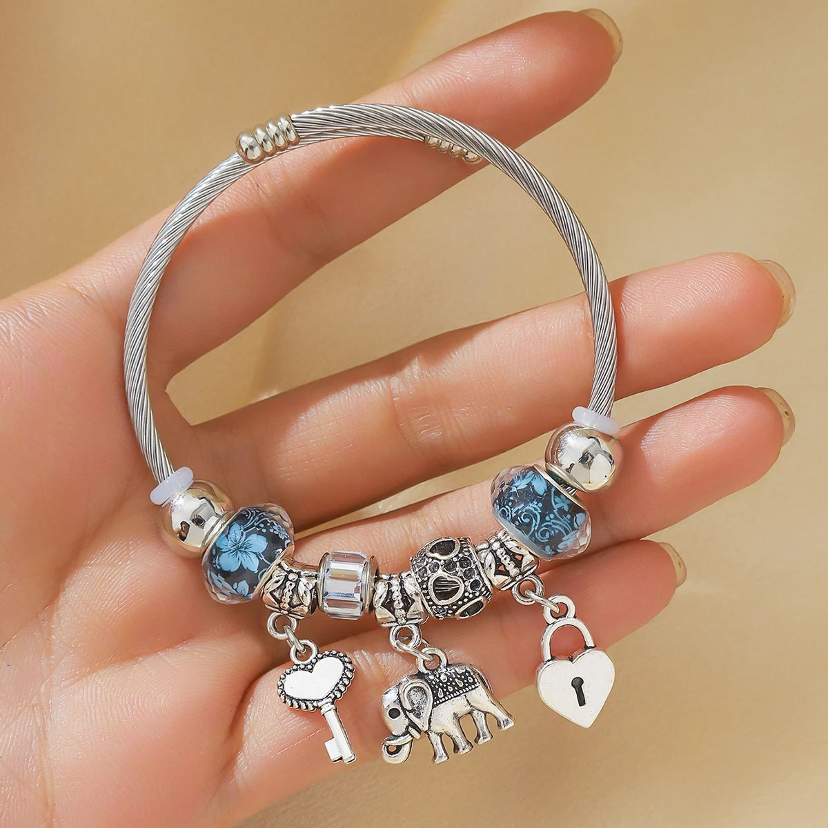 Women's Elephant & Tree of Life Charm Bracelet