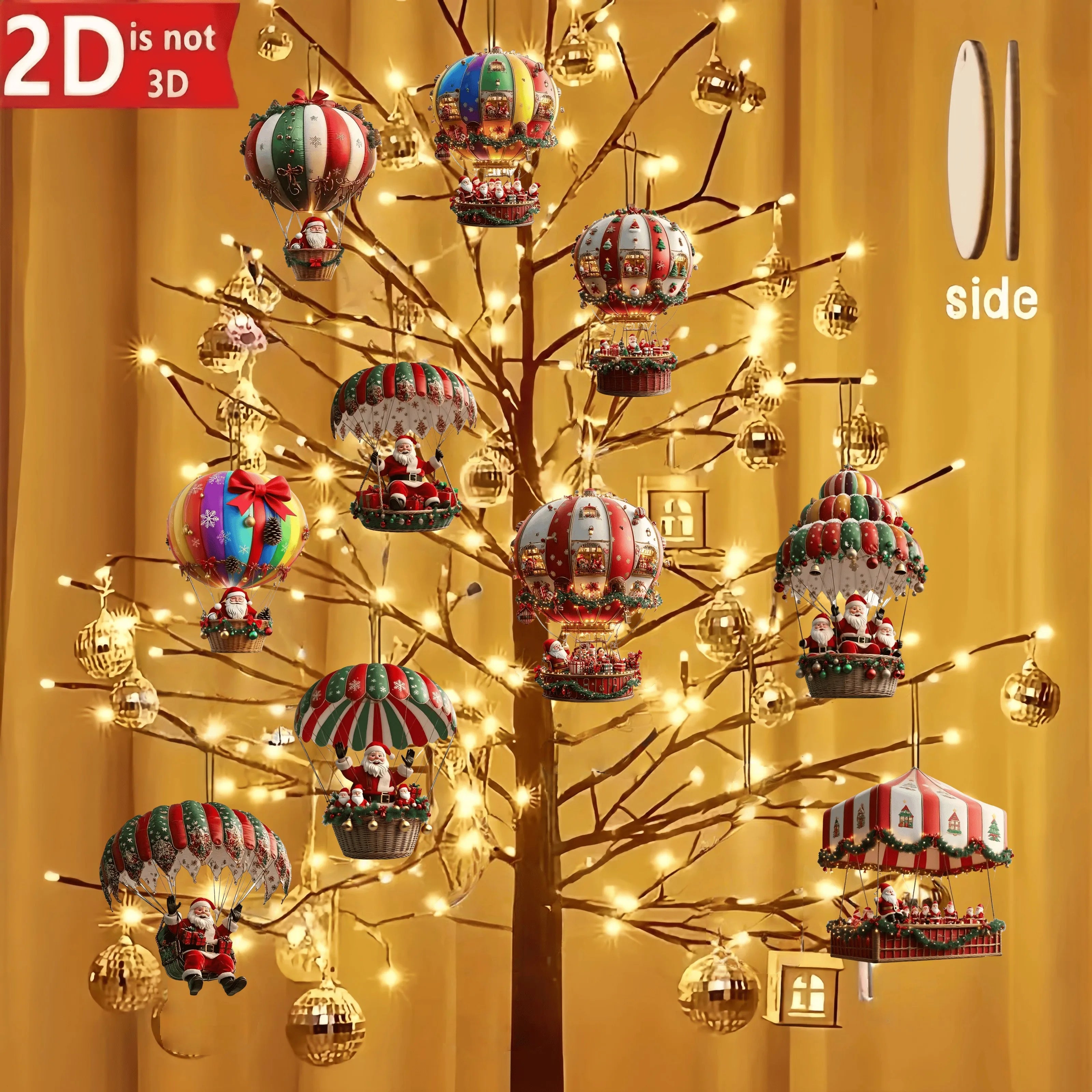 🎅 Christmas Wooden Hot Air Balloon Decor – Set of 10