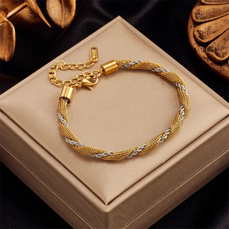 Gold Heart & Butterfly Stainless Steel Bracelet