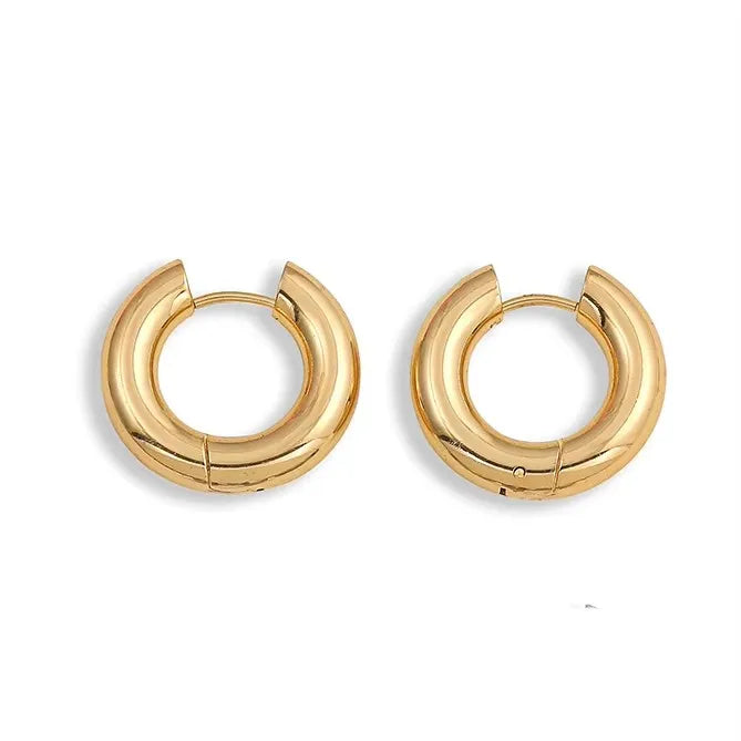 Gold Zircon U-Shape Huggie Hoop Earrings