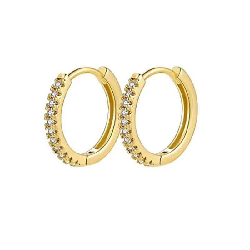 Gold Zircon U-Shape Huggie Hoop Earrings