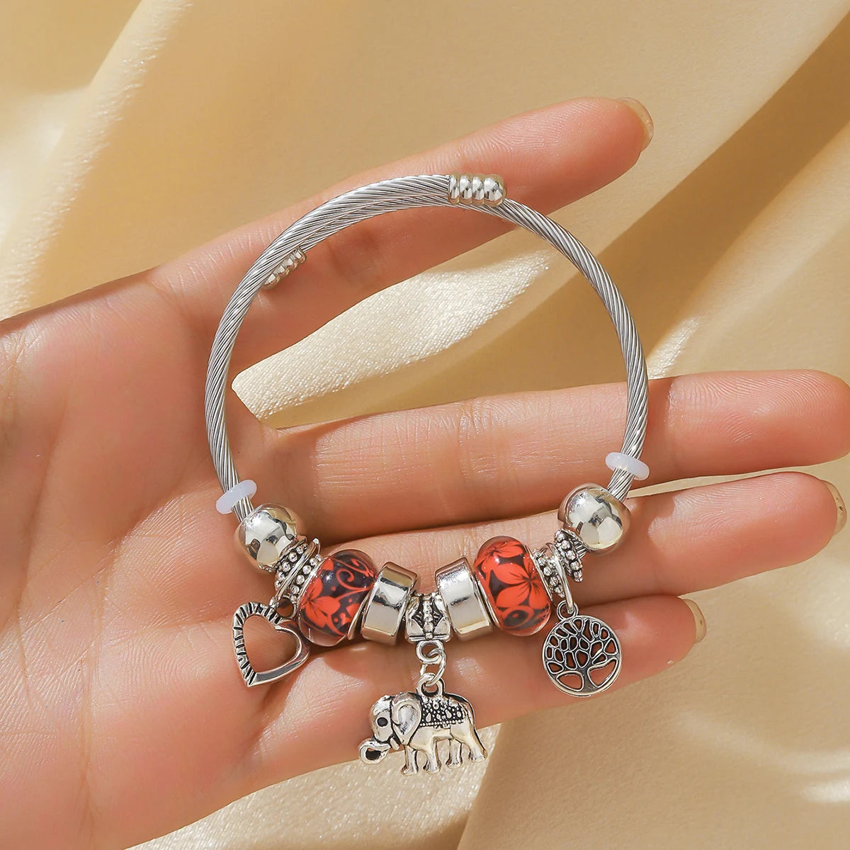 Women's Elephant & Tree of Life Charm Bracelet