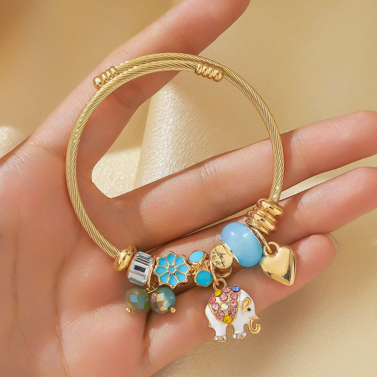 Women's Elephant & Tree of Life Charm Bracelet