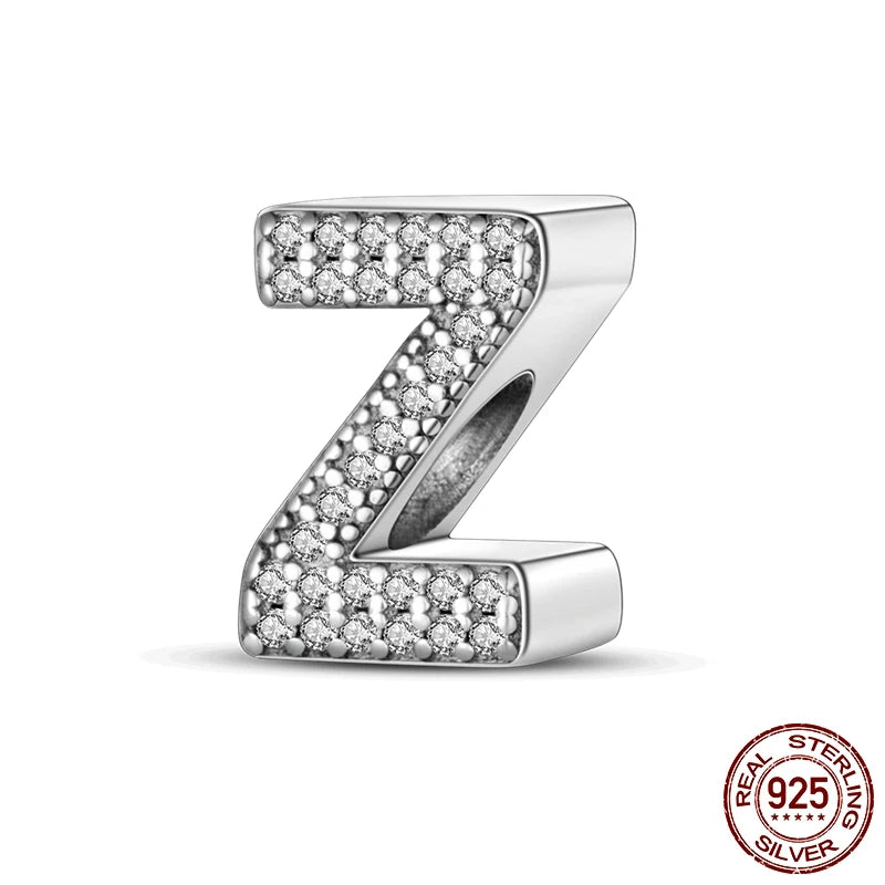 925 Silver A–Z Alphabet Letter Charm Beads