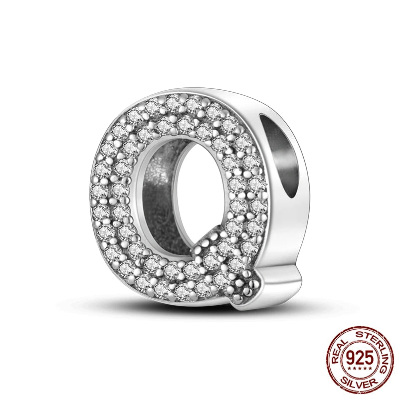 925 Silver A–Z Alphabet Letter Charm Beads