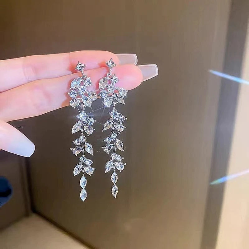 Exquisite Crystal Flower & Butterfly Tassel Earrings