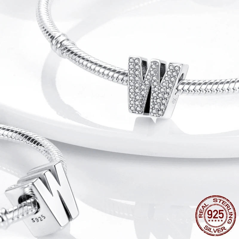925 Silver A–Z Alphabet Letter Charm Beads