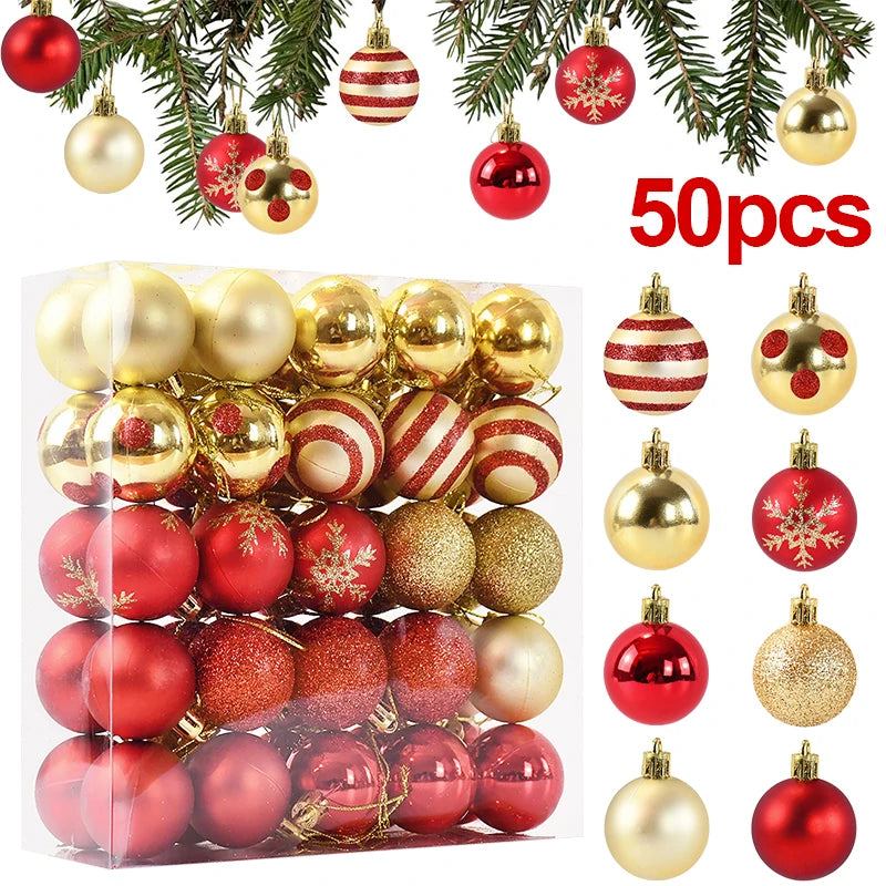 50Pcs Christmas Tree Balls Ornaments Set – Holiday Decoration 2025