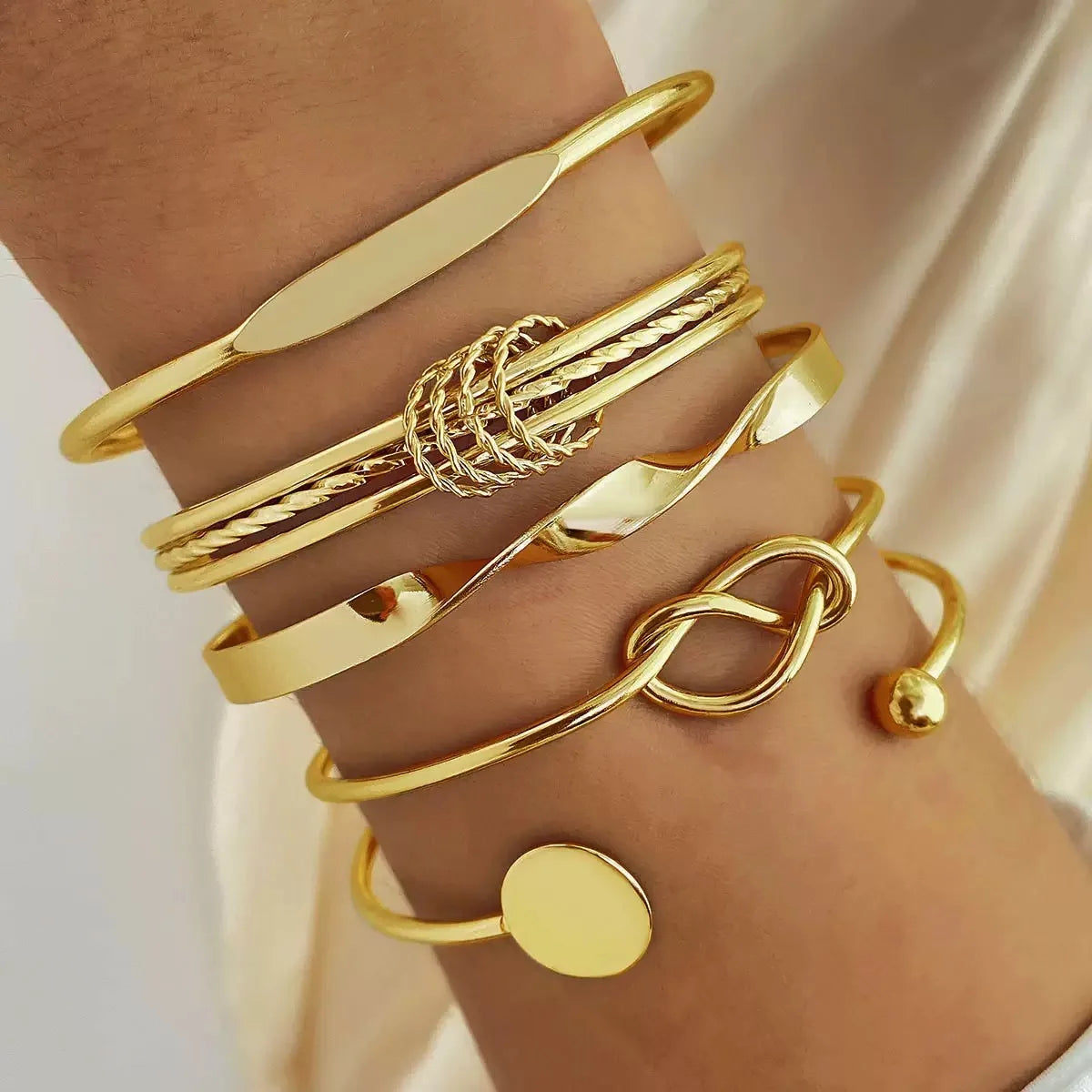 5Pcs Elegant Multi-Layer Adjustable Bracelets Set