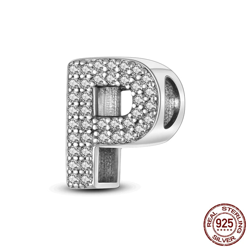 925 Silver A–Z Alphabet Letter Charm Beads