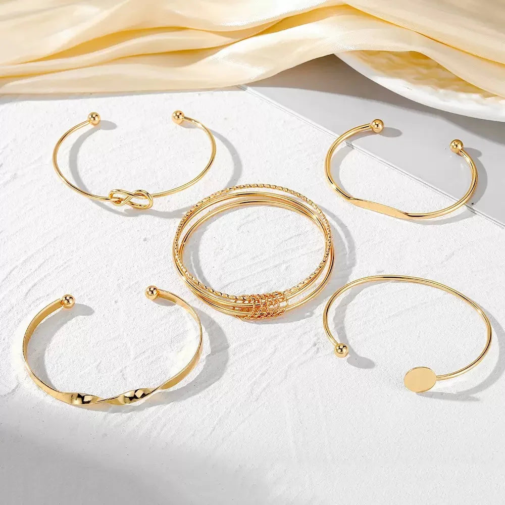 5Pcs Elegant Multi-Layer Adjustable Bracelets Set