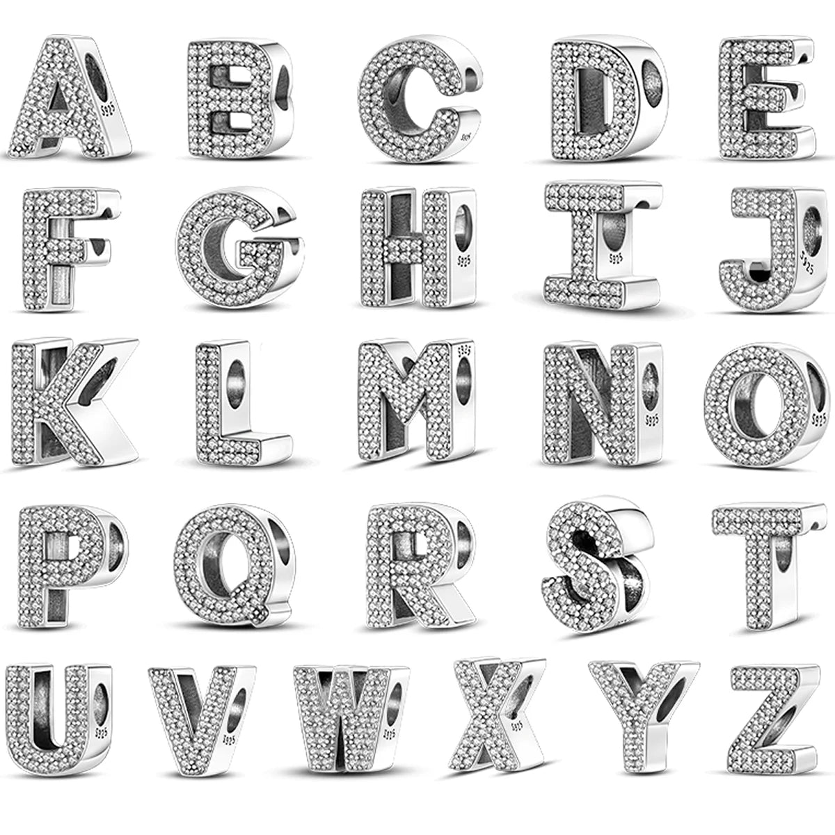 925 Silver A–Z Alphabet Letter Charm Beads