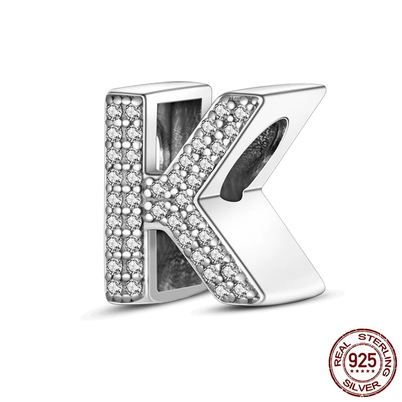 925 Silver A–Z Alphabet Letter Charm Beads