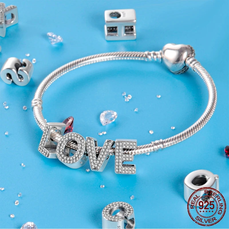 925 Silver A–Z Alphabet Letter Charm Beads