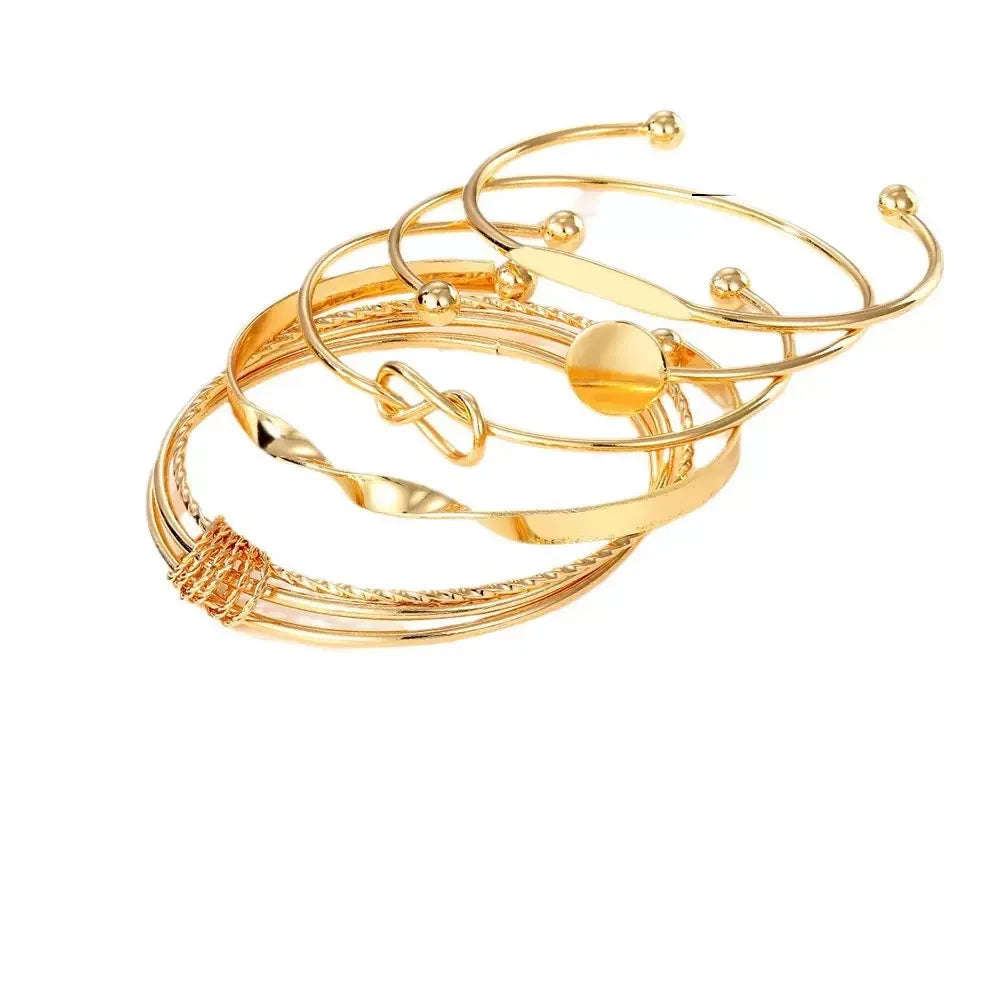 5Pcs Elegant Multi-Layer Adjustable Bracelets Set