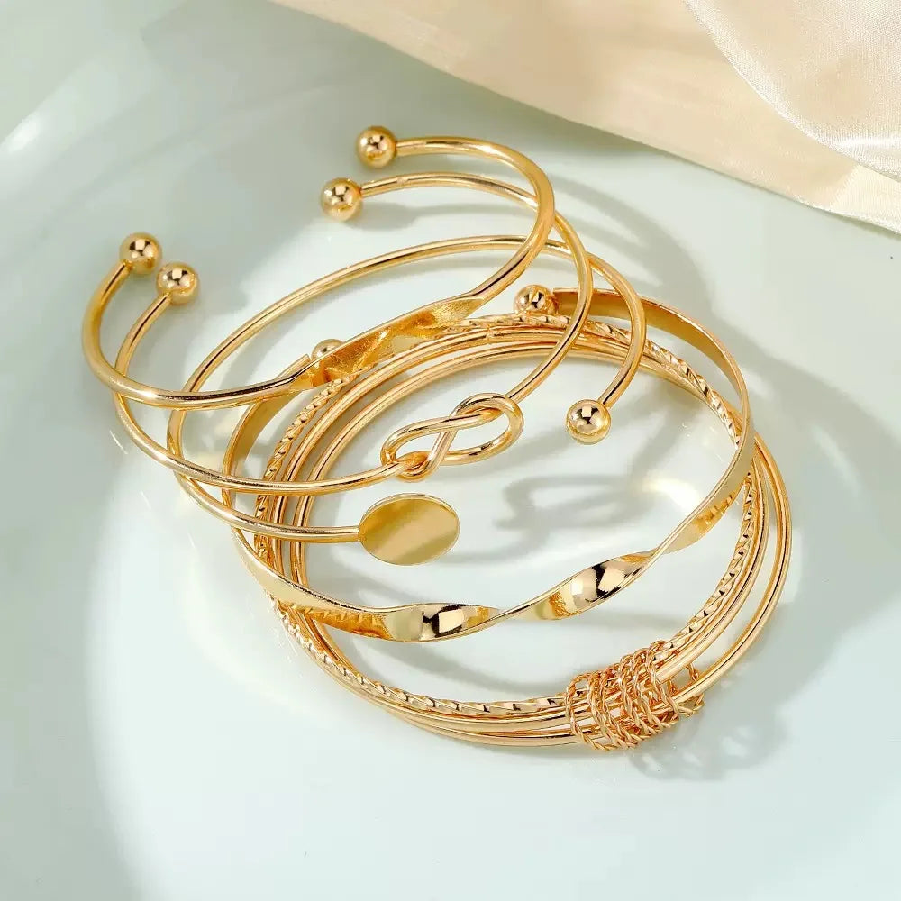 5Pcs Elegant Multi-Layer Adjustable Bracelets Set