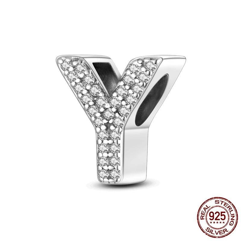 925 Silver A–Z Alphabet Letter Charm Beads