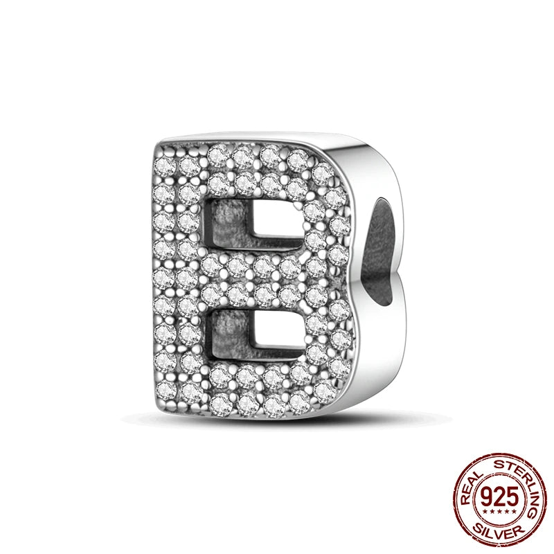 925 Silver A–Z Alphabet Letter Charm Beads