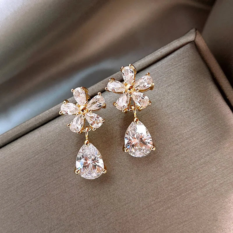Exquisite Crystal Flower & Butterfly Tassel Earrings