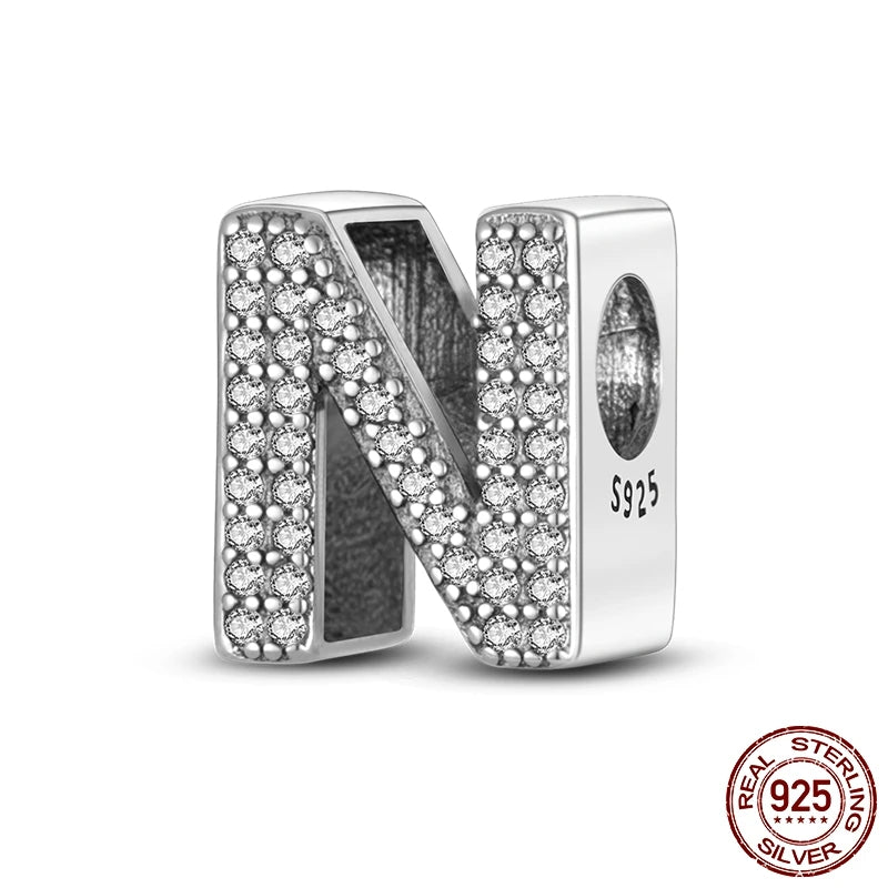 925 Silver A–Z Alphabet Letter Charm Beads