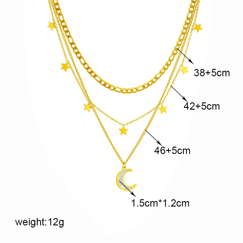 Butterfly & Moon Blue Eye Layered Necklace
