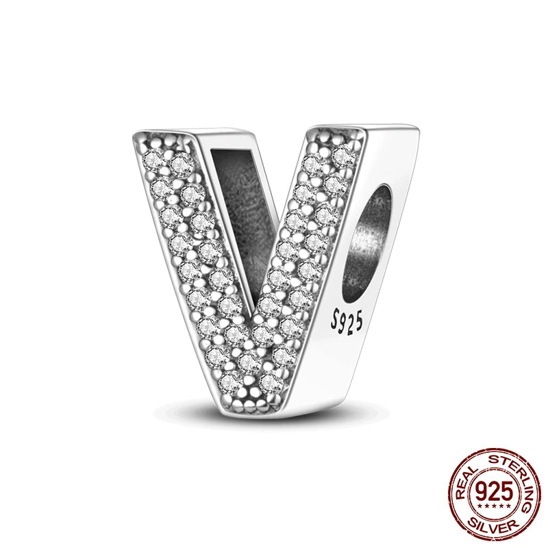 925 Silver A–Z Alphabet Letter Charm Beads